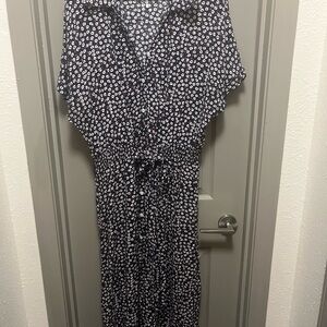 Floral Black and White Women's Dress